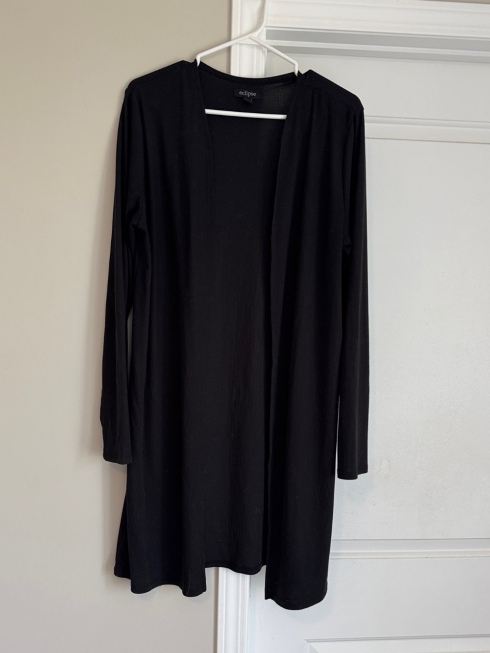 Eclipse Black Open-Front Long Sleeve Cardigan Dress